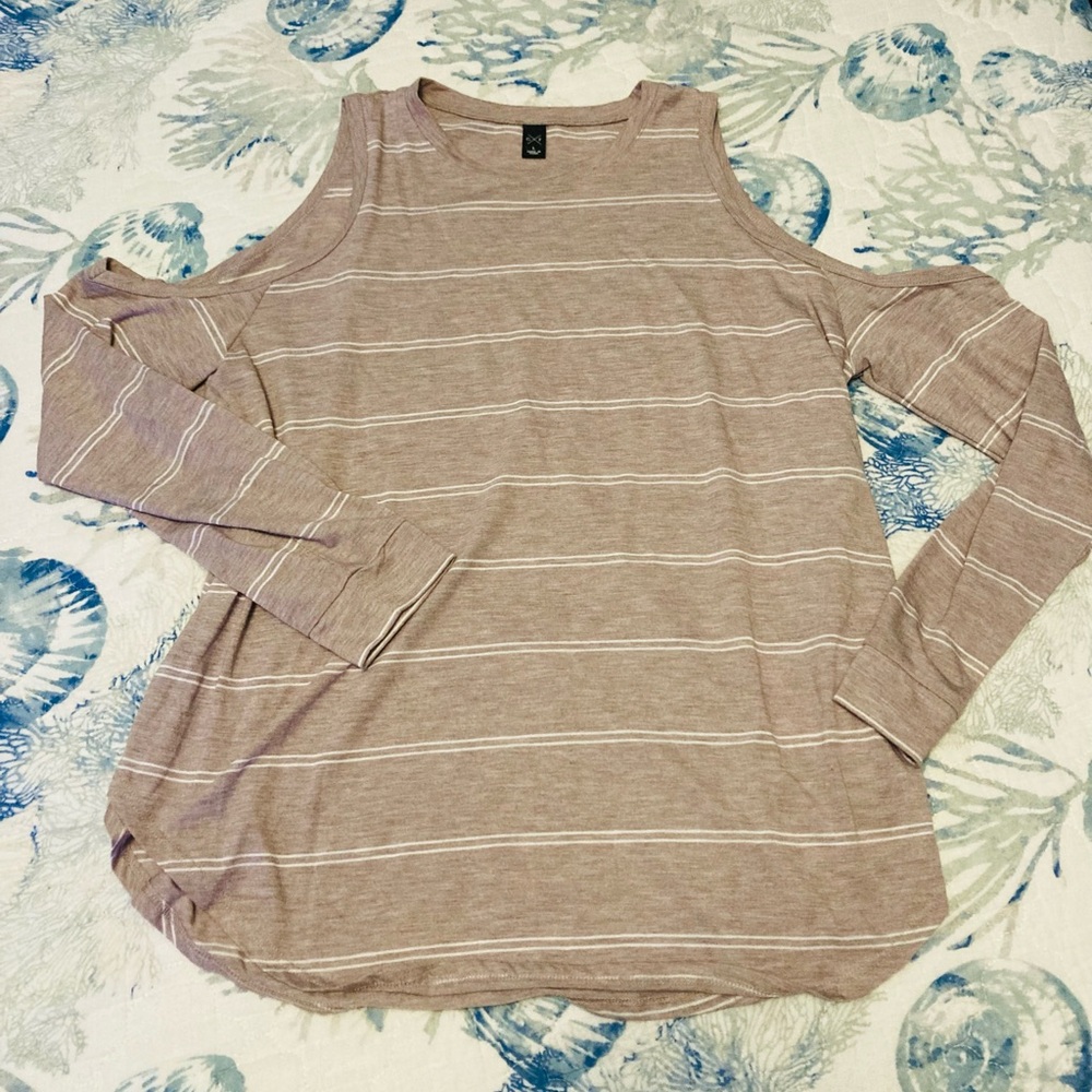Striped Cold Shoulder Top size large